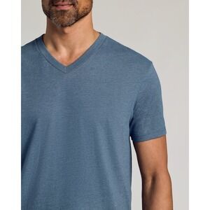 John Varvatos Mens Blue Slub Knit V-Neck Short Sleeve T-Shirt Size L